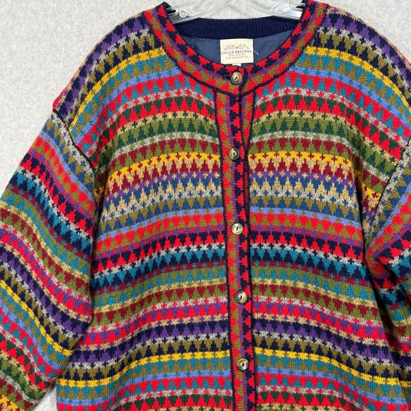 Vtg Susan Bristol 100% Shetland Wool Knit Cardigan Sweater Lined Size XL 90s - Picture 1 of 16